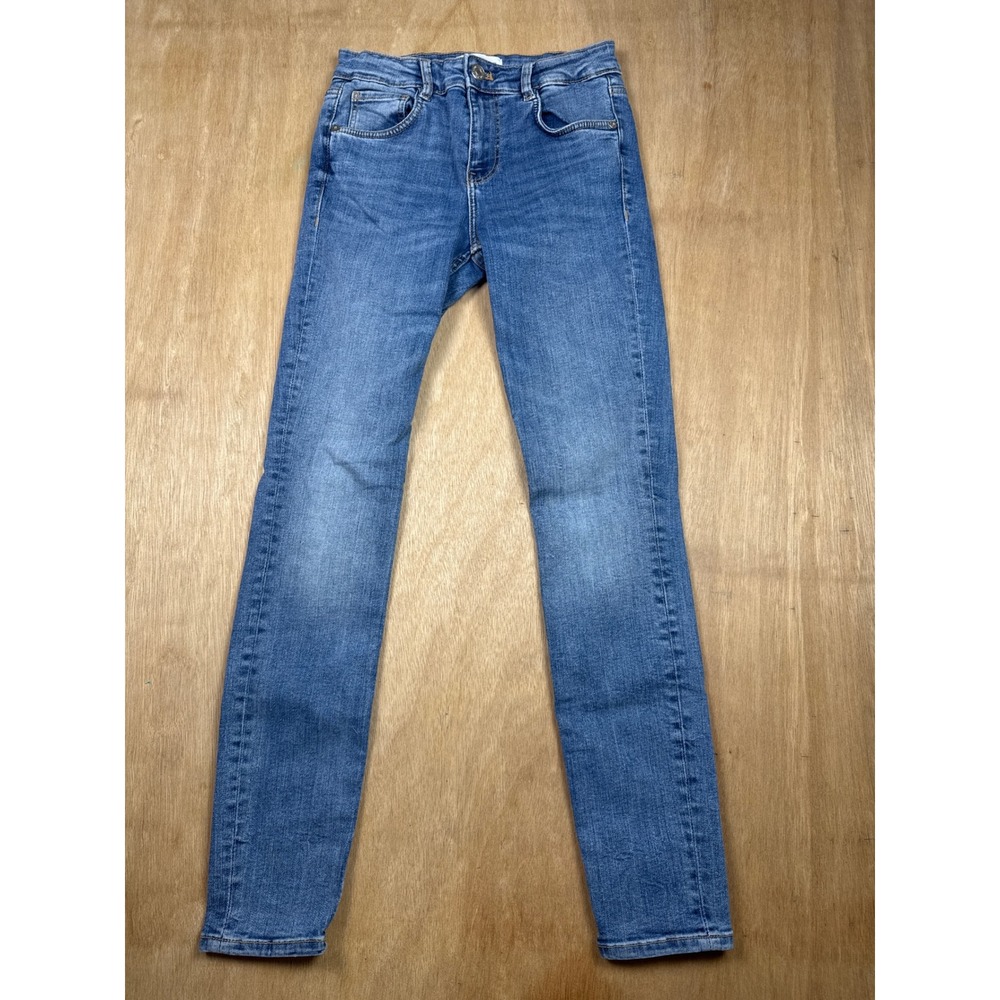ZARA Women Jeans Blue Wash Denim Skinny Fit Mid Rise Size 26